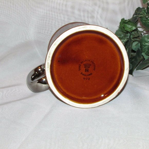 Vintage Beer Mug Lord Nelson Pottery Stein Silver Rim England Barware Pub Decor - Picture 5 of 7